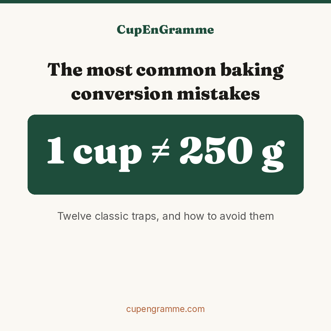 CupEnGramme conversion card: 1 cup is not 250 g, the twelve most common baking conversion mistakes